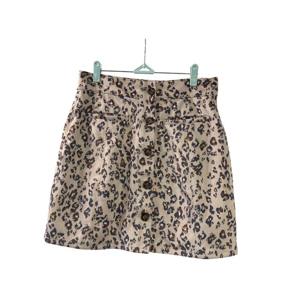 Maurices Button Front A-Line Skirt Size 12 Knee Length Leopard Print New - Picture 1 of 4